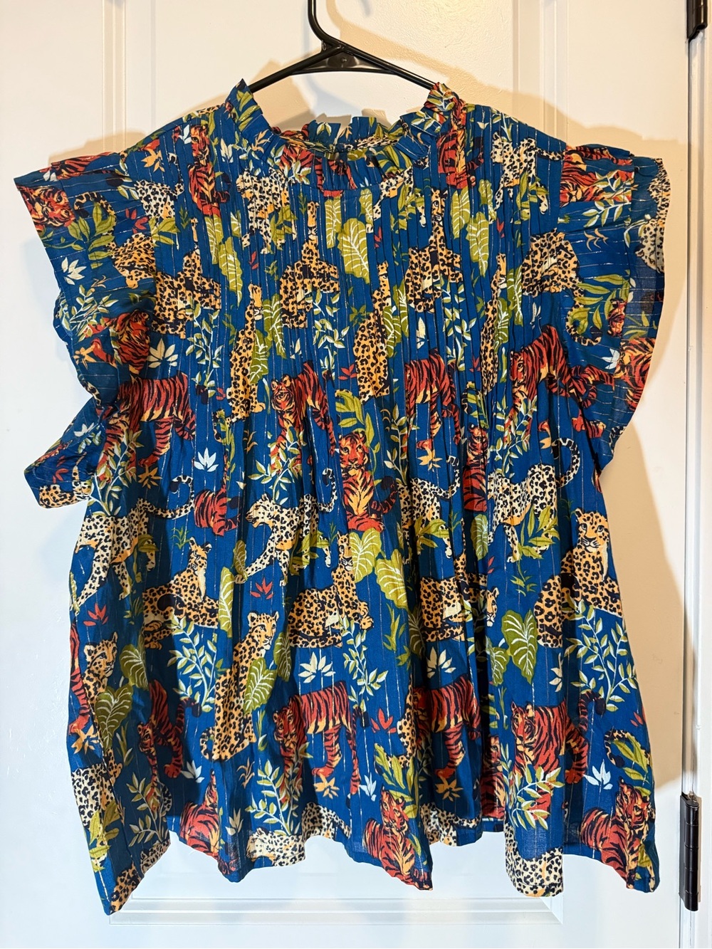 Printfresh | When in Doubt Ruffle Blouse | Feline Fatale | Tiger Print | Size L - Picture 3 of 16